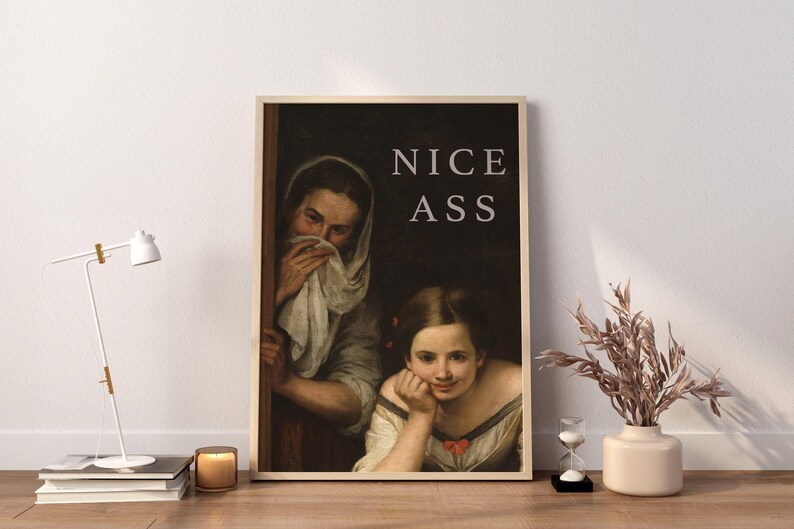 Nice Ass Bathroom Canvas, Bathroom Funny Wall Art Decor, Restroom Accessories , Classic Art, Bathroom Poster image 3