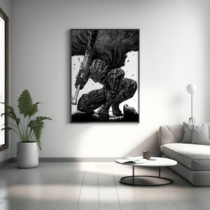 Anime Canvas Wall Art, Anime Poster, Berserk Anime Wall Art, Berserk Guts Poster, Framed Anime Decor, Guts Canvas Wall Art zdjęcie 6