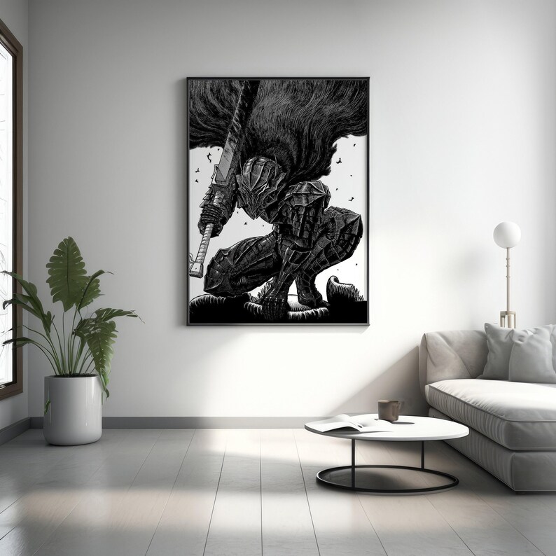 Anime Canvas Wall Art, Anime Poster, Berserk Anime Wall Art, Berserk Guts Poster, Framed Anime Decor, Guts Canvas Wall Art zdjęcie 6