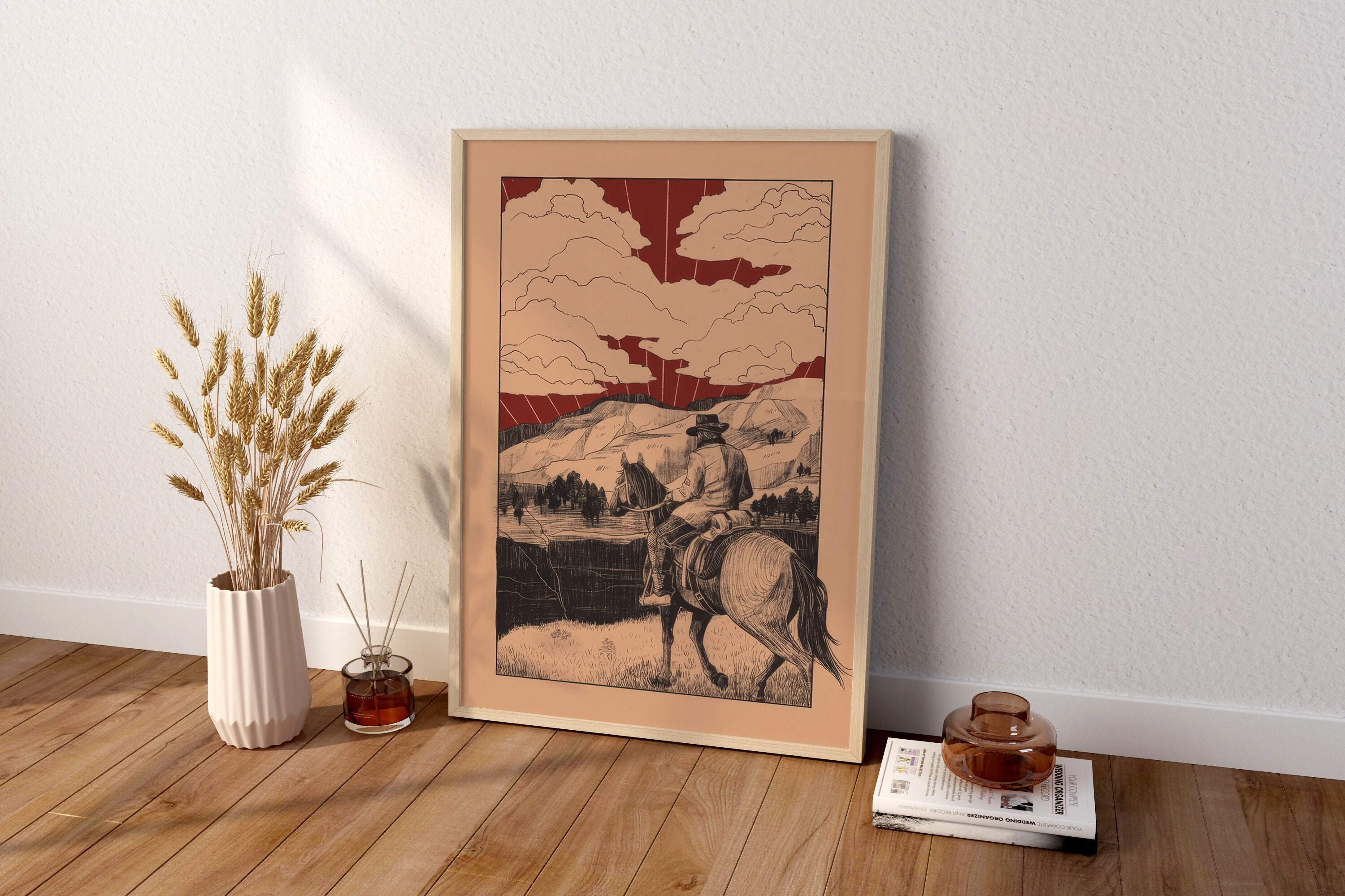 Arthur & Map Art, RDR2 Wall Art, Gaming Canvas Wall Art, RDR2 Canvas Wall Decor, Gaming