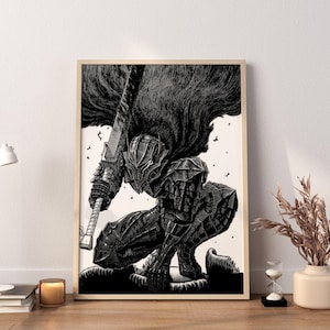 Anime Canvas Wall Art, Anime Poster, Berserk Anime Wall Art, Berserk Guts Poster, Framed Anime Decor, Guts Canvas Wall Art zdjęcie 3