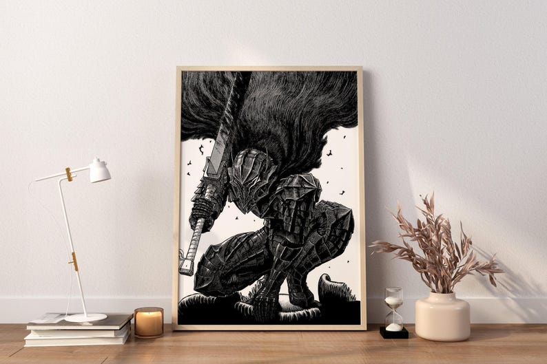 Anime Canvas Wall Art, Anime Poster, Berserk Anime Wall Art, Berserk Guts Poster, Framed Anime Decor, Guts Canvas Wall Art zdjęcie 3