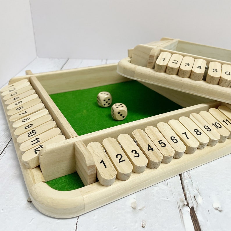 4player Shut the Box Handmade Wooden Table Game Dice Game Classic Dice