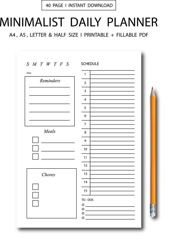 Minimalist Planner Bundle | Daily, Weekly, Budget (PDF Instant Download) image 4