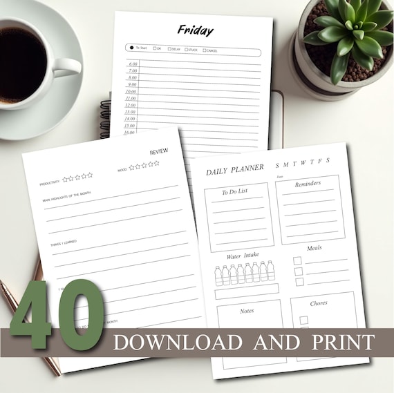 Minimalist Planner Bundle | Daily, Weekly, Budget (PDF Instant Download)