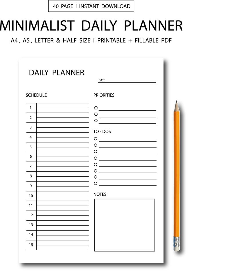Minimalist Planner Bundle | Daily, Weekly, Budget (PDF Instant Download) image 3