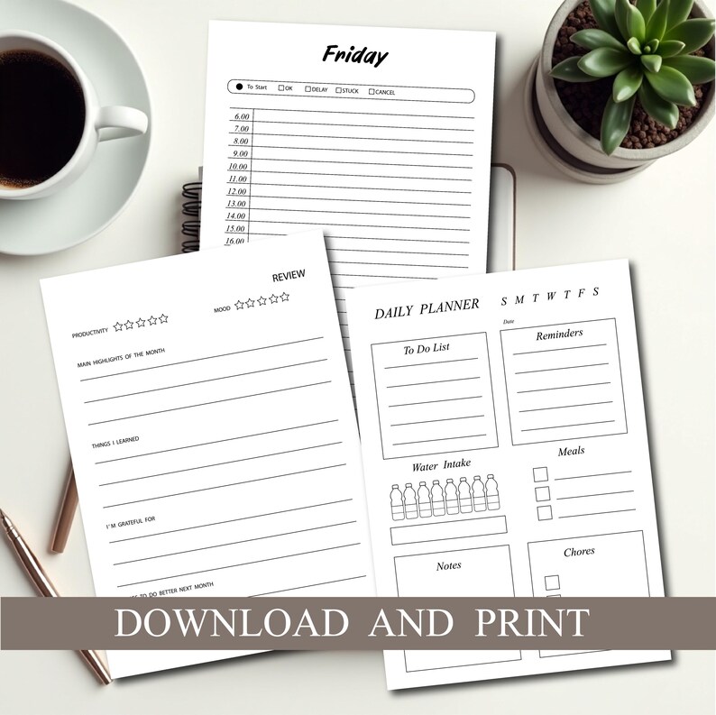 Minimalist Planner Bundle | Daily, Weekly, Budget (PDF Instant Download) image 11