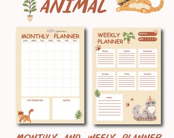 Cute Animal Planner Bundle | Daily, Weekly, Monthly PDF (Instant Download)