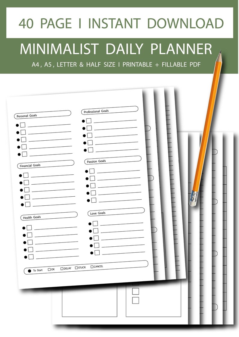 Minimalist Planner Bundle | Daily, Weekly, Budget (PDF Instant Download) image 6