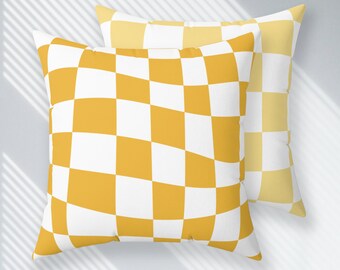 Yellow Checker Pillow | Yellow checker pillow Case with pillow | Colorblock Pillow | Checker Pillow |  Accent Pillow | Postmodern Decor