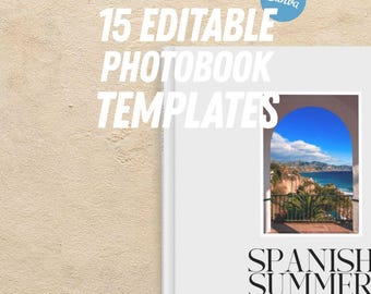 15 Chic Travel Photo Book Templates | Ready-Made Custom Coffee-Table Book | Printable Travel Journal Photo Album | Canva Templates