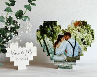 Corazón LEGO® personalizado con foto, rompecabezas de foto LEGO®, regalo con foto, regalo personalizado, personalizado, boda, aniversario de boda