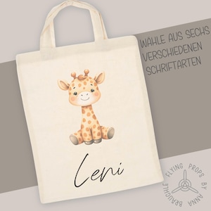 Sac en coton personnalisé pour enfants, garde-robe de maternelle, vêtements de rechange, sac de maternelle, sac en tissu, sac de sport, girafe