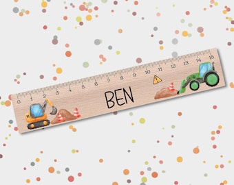 Regla, 15 cm, regalo de matrícula escolar, madera, regla de madera, cono escolar, regla personalizada, escuela primaria, regalo de matrícula escolar, introducción escolar