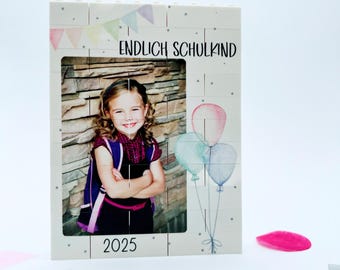 Bloque de foto LEGO® personalizado, rompecabezas de foto LEGO®, regalo fotográfico, regalo de inscripción escolar, por fin un niño en la escuela, inscripción escolar 2025, cono escolar
