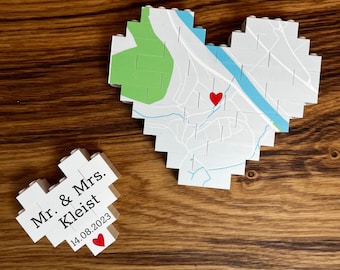 Bloque de fotos LEGO® personalizado con ladrillos y mapa, rompecabezas fotográfico LEGO®, regalo fotográfico, bloques de construcción, regalo de bodas, aniversario, mapa