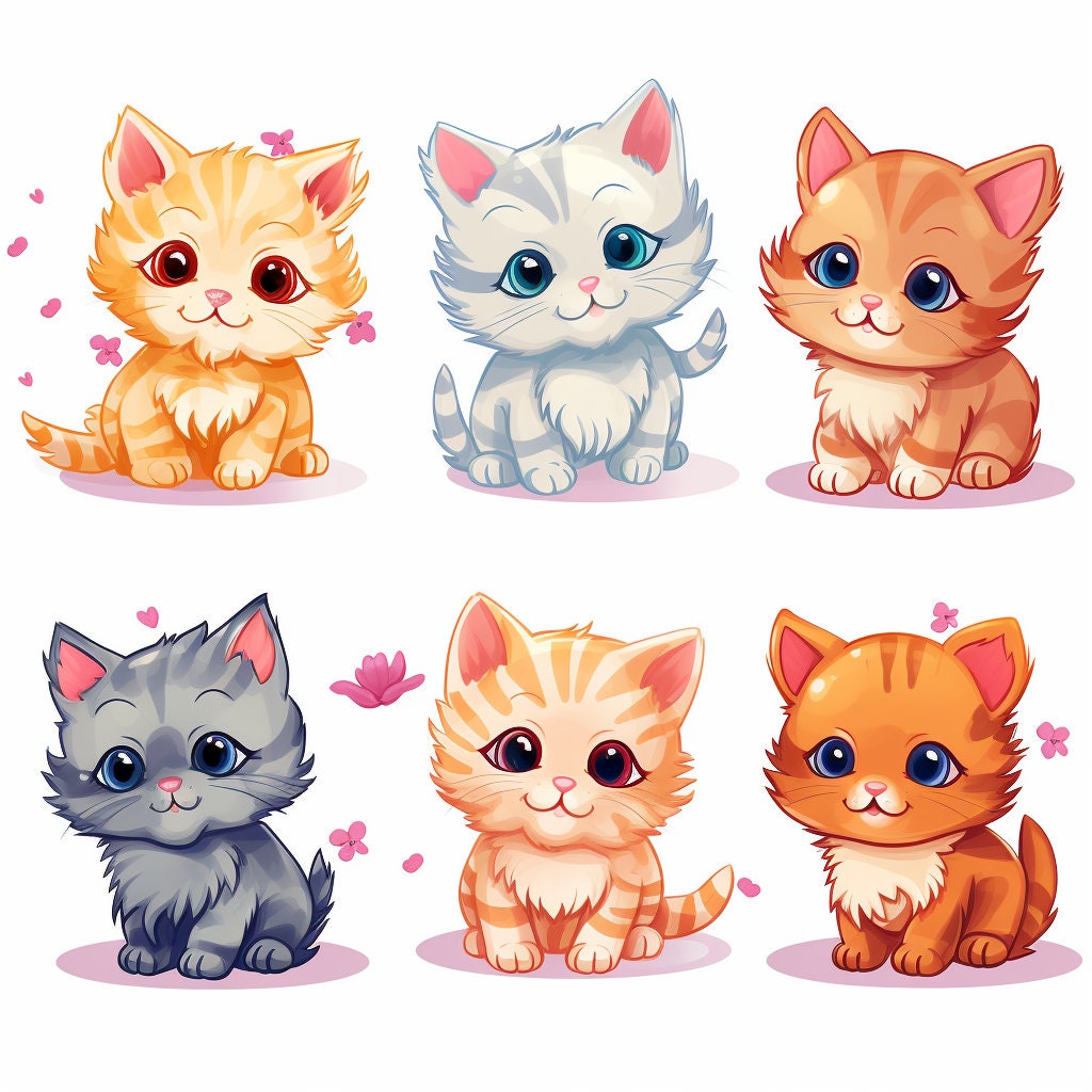 Kitten Clipart Set, Cute Cat Clipart. Animal Clipart, Kitten PNG, Cat ...
