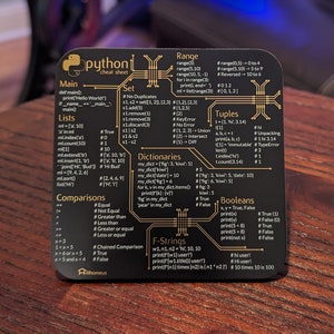 Python Cheat Sheet Coaster - Premium Circuit Board Coaster for Geeks ...