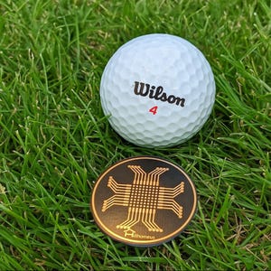 Marcador de pelotas de golf con circuito impreso, chapado en oro, regalo para frikis (paquete de 6)