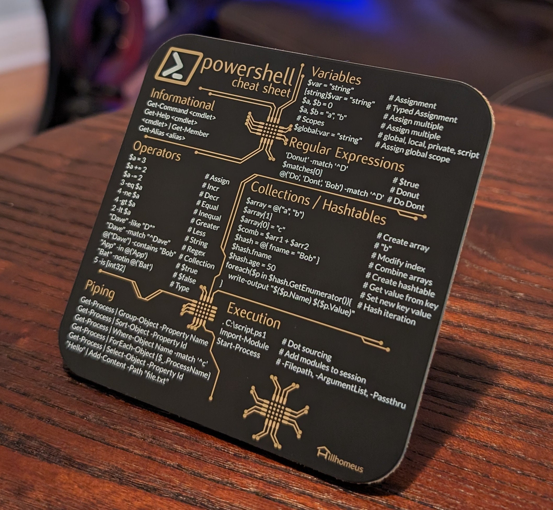 Powershell Cheatssheet Powershell Cheat Sheet Circuit Board Coaster - Gift for Geeks - Etsy