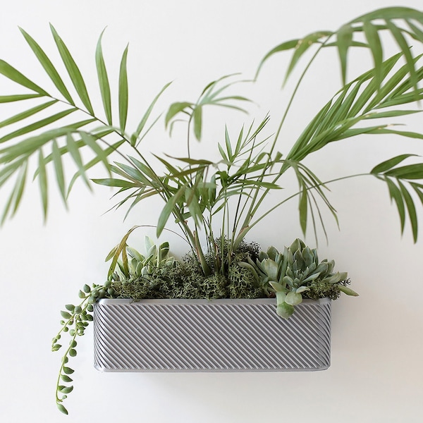 Wall Mounted Planter  // Vertical Garden // 4 inch // 8 inch // Modern Textured // Rectangle  // 3D Printed // Homeware // New Home //