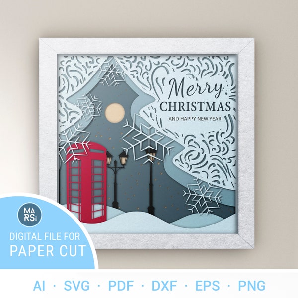 WINTER EVENING Shadow Box Svg File Layered Svg Files and Cricut Project, Cardstock Svg & Paper Crafts Project for Cricut, 3d Svg File | #111