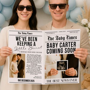 Baby Announcement Newspaper Baby Shower Newspaper Pregnancy Announcement Gender Reveal, Babyshower Newspaper Template Ideas  | #108