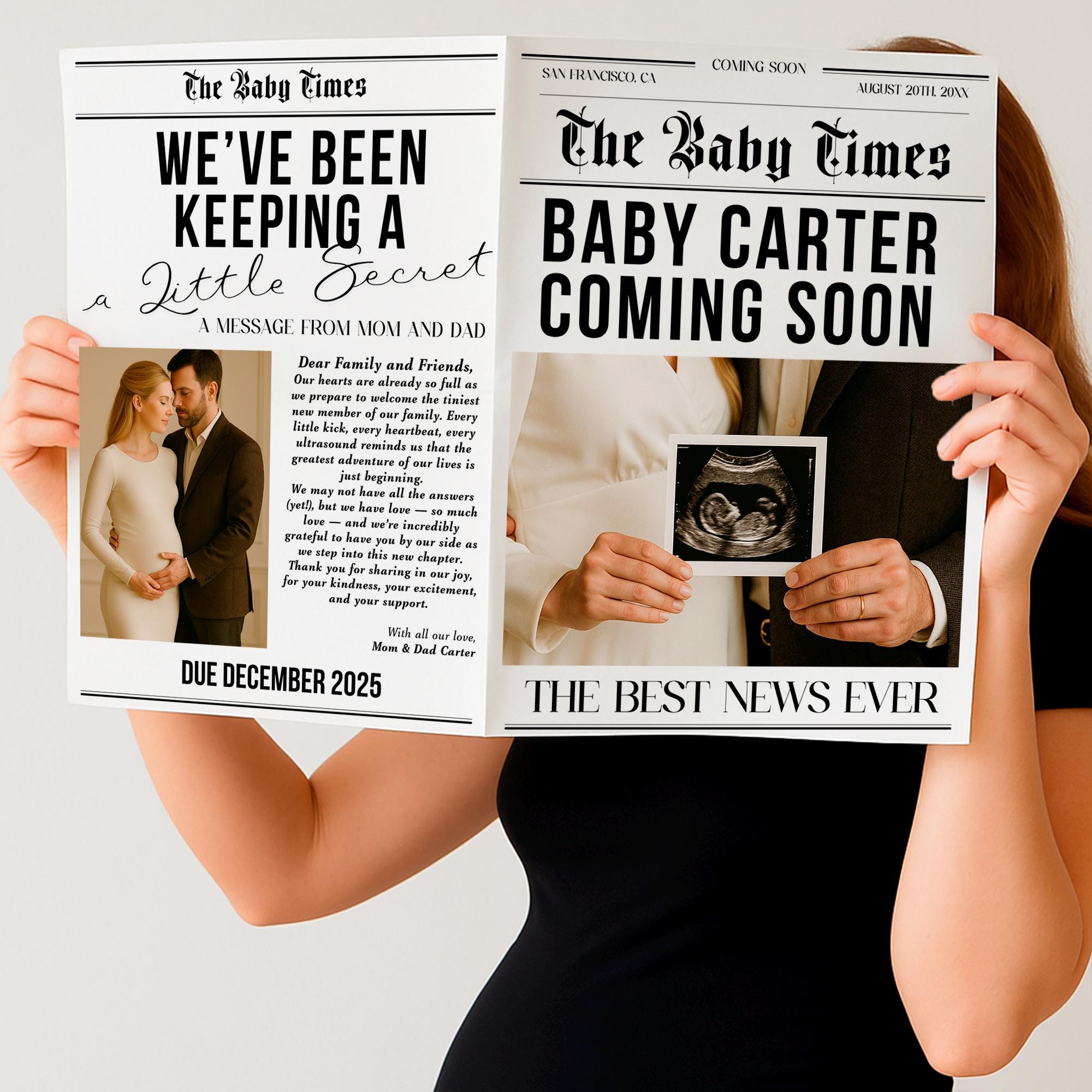 Newspaper Baby Announcement Template Canva Pregnancy Announcement
