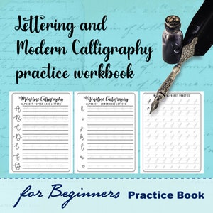 Hand Lettering and Modern Calligraphy practice workbook for beginners, Calligraphy Workbook, Hand Lettering Sheets.