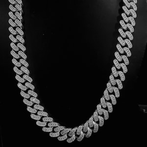 MOISSANITE 14 Mm Miami Cuban Link Chain • Solid 925 Sterling