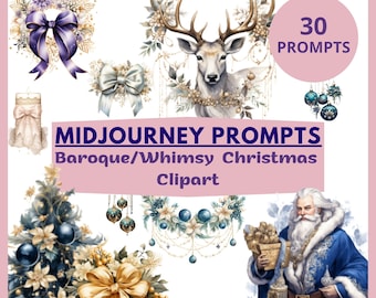 Ideas de imágenes prediseñadas navideñas: Arte barroco caprichoso con IA (Guía en PDF)