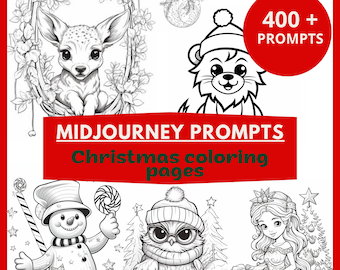 Páginas para colorear navideñas: Más de 400 ideas de arte con IA de Midjourney (Guía en PDF)