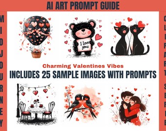 Ideas de arte con IA para San Valentín: Guía de imágenes prediseñadas de acuarela (descarga digital)