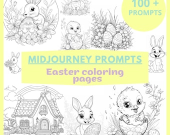 Libro para colorear de Pascua: Más de 100 indicaciones para Midjourney V6 (Guía en PDF)