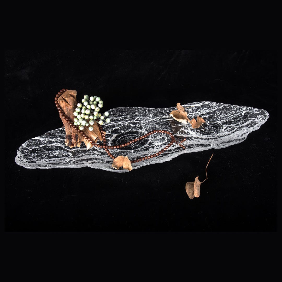 Zen Bark Texture Acrylic Tray | Long Clear Resin Display Stand ...