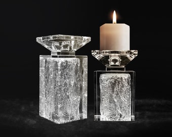 Nordic Glacier Candle Holder, Nordic Crystal Candle Stand for Pillar & Taper Candles, Modern Lucite Home Decor, Handmade Ornament