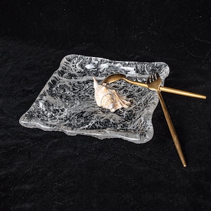 Rustic Clear Square Tray, Organic Stone Texture Organizer, Irregular Acrylic Art Table Centerpiece, Unique Ice-like Accessory/Cosmetics Tray