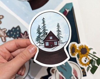 Ghostly snowglobe sticker, spooky christmas sticker, creepmas sticker, gothic christmas sticker