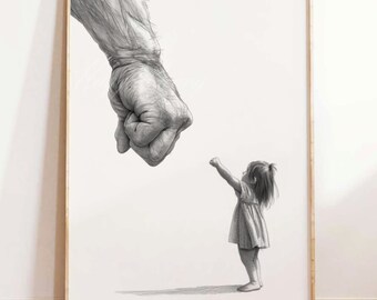 Impresión de golpe de puño de padre e hija: Mejor regalo de cumpleaños de papá, tarjeta del día del padre, hija orgullosa de ti, niña de papá, orgullo valiente, te extraño, te amo