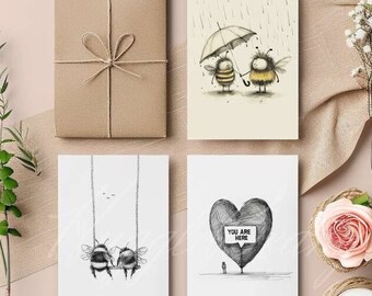 Jeu de cartes Amitié juste parce que, petit cadeau de remerciement pour un meilleur ami, sans mots, juste des câlins vous manquez, amour coeur d'abeilles, rétablissement