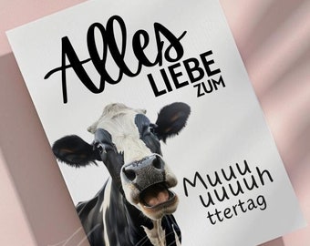 Lustige Muttertagskarte mit deutschem Text „Kuh“, „Happy Mother's Day“, „Beste Mutter aller Zeiten“, „Danke, Mama, ich liebe dich“, Geschenkidee, Humor, Mutter wird schwangere Ehefrau