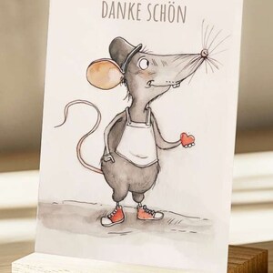 Cute Thank You Cards Set: Multipack Greeting Personalised Note Watercolor Kids Birthday Party Wedding Baby Shower Help Neighbour Small Gift mouse mice animal adorable sweet