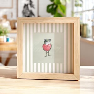 Petite grenouille mignonne avec coeur, cadeau d'anniversaire de naissance, figurine de crapaud, affiche d'amour, jolie carte de remerciement, remerciements, soins, oeuvre d'art