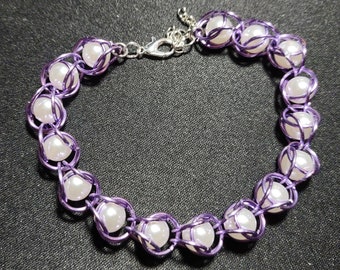 Captive "Pearl" Bead Chainmail Bracelet