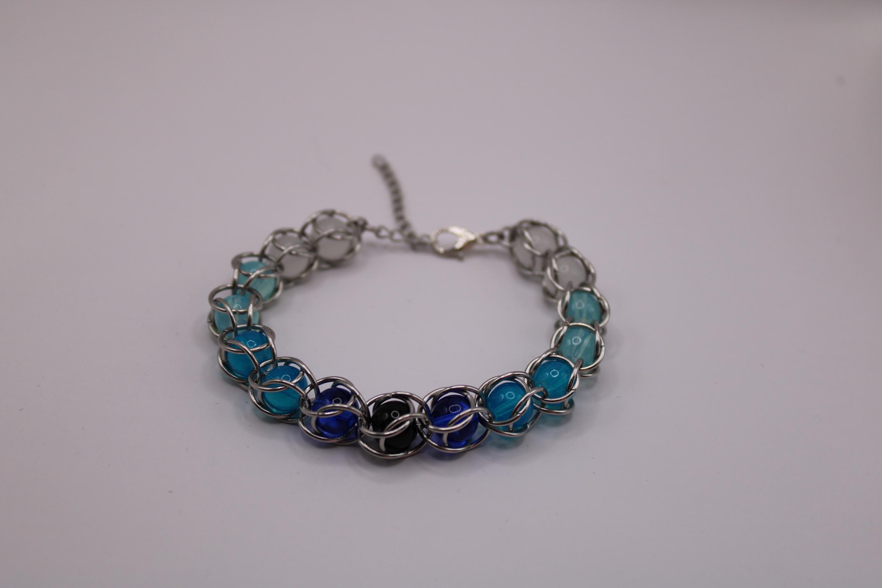 Captive Glass Crystal Bead Chainmail Bracelet - Etsy