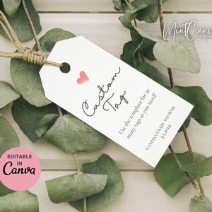 Editable Custom Tag Template Bag Tag Canva Gift Label Printable Birthday Tag Wedding Favor Tag Classroom Favor Printable Canva Template Tag