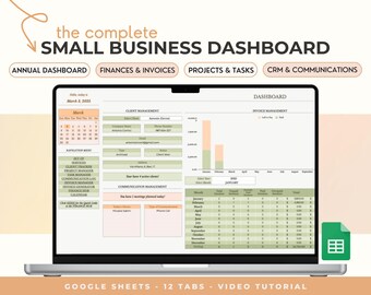 Business Planner Freelance Google Sheets CRM Client Tracker Automated Invoice Template Project Management Small Business Spreadsheet