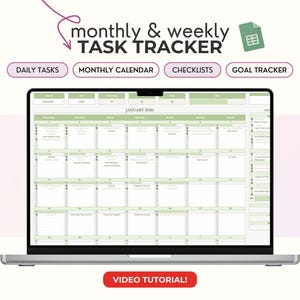 Monthly Task Tracker Spreadsheet Template Daily Planner Google Sheets To-do List Weekly Goal Setting Tracker 2025 Planner Daily Checklist