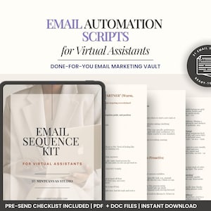 Virtual Assistant Email Automation Scripts VA Client Onboarding Virtual Assistant Kit Email Marketing VA Welcome Email Sequence Newsletter