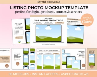 Listing Mockup Template Canva Digital Product Mockup Bundle Etsy Listing Mockup eBook Course Mockup Printable Spreadsheet Mockup E-commerce